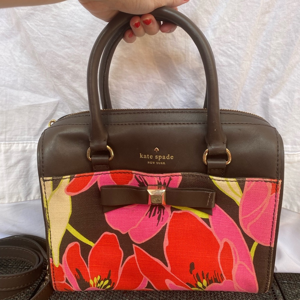 Kate Spade Brown and Red Floral Satchel